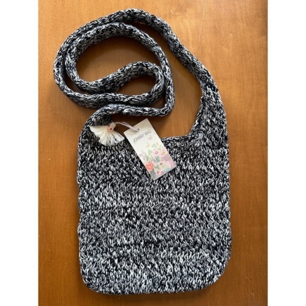 JOHNNY WAS Mini Nahal Crochet Bag Black White Shoulder‎ Bag NWT MSRP 128